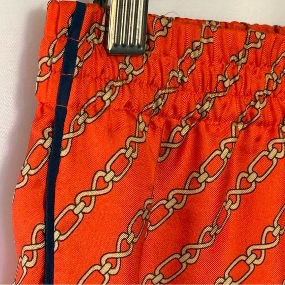 J CREW pull-on silk pant in red chains print Size 12 - Picture 6 of 11